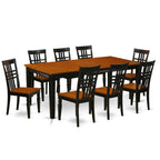 East West Furniture QULG9-BCH-W 9 Piece Set Includes a Rectangle Dining Room Table with Butterfly Leaf and 8 Wood Seat Chairs, 40x78 Inch