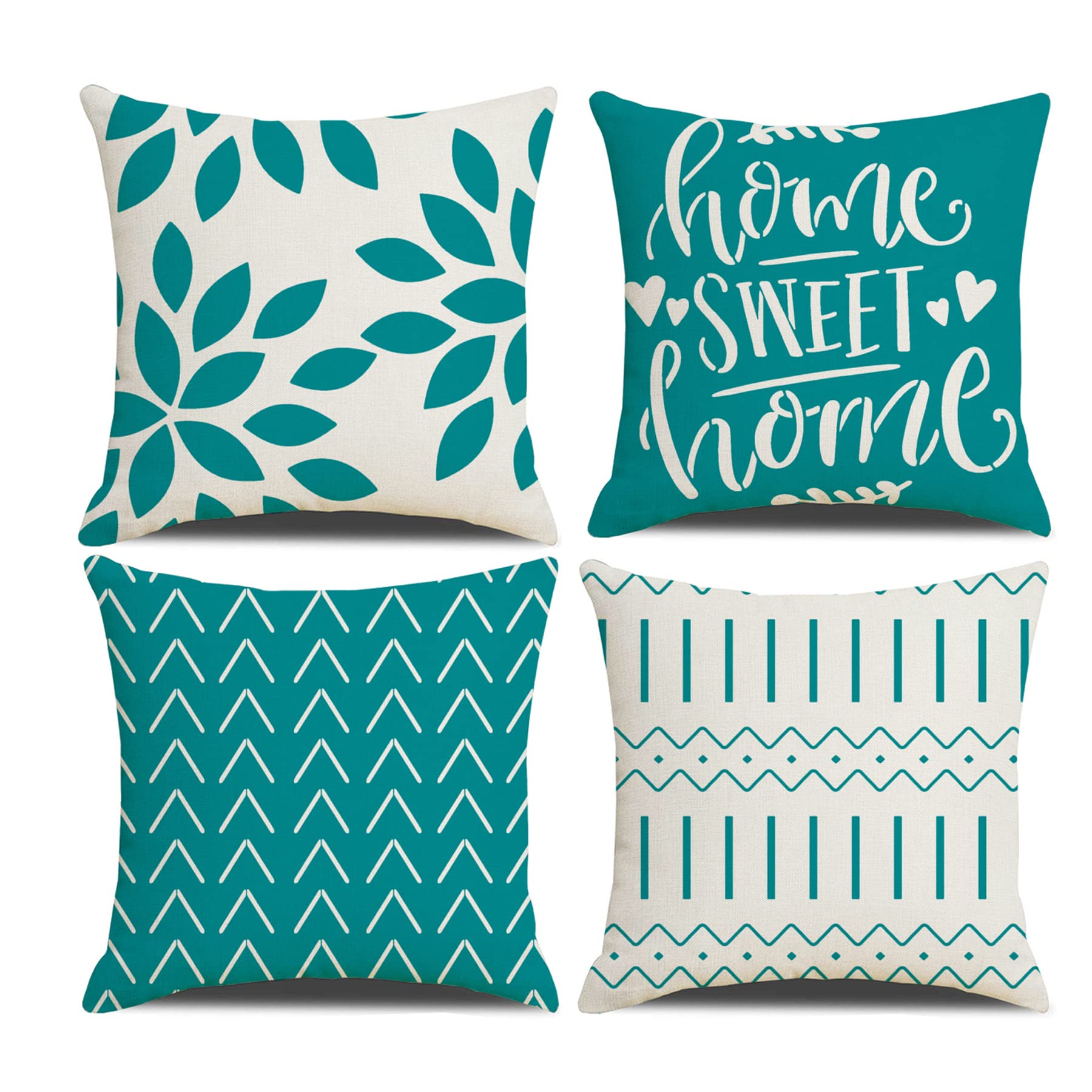 Homefeelzydys Throw Pillow Covers 18X18 Inch,Pillow Covers 18X18,Squar Pillow Covers Set Of 4 Boho Modern Farmhouse Neutral Deco