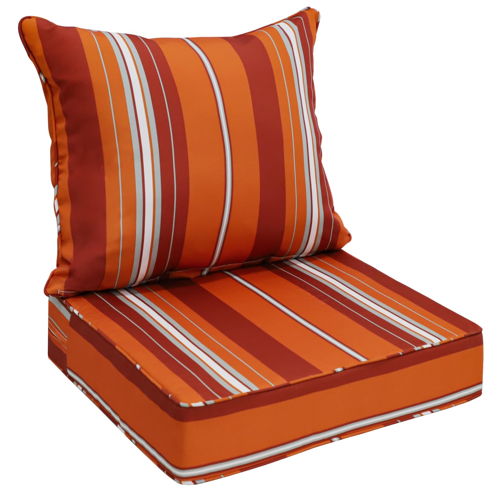 Eagle Peak Outdoor Deep Seat Patio Seat Cushion Set, 25 X 25 X 5 Inch, 2-Piece Back Chair Cushion, Set Of 1, Red Stripe