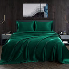 Homiest 3Pcs Satin Sheets Set Luxury Silky Satin Bedding Set With Deep Pocket, 1 Fitted Sheet + 1 Flat Sheet + 1 Pillowcase (Twin Xl Size, Blackish Green)