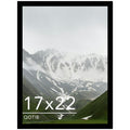QOTIB 17x22 Picture Frame Black for Wall Mounting, Horizontal and Vertical Formats for Wall Hanging, Wood 17x22 Frame, Black, 1 