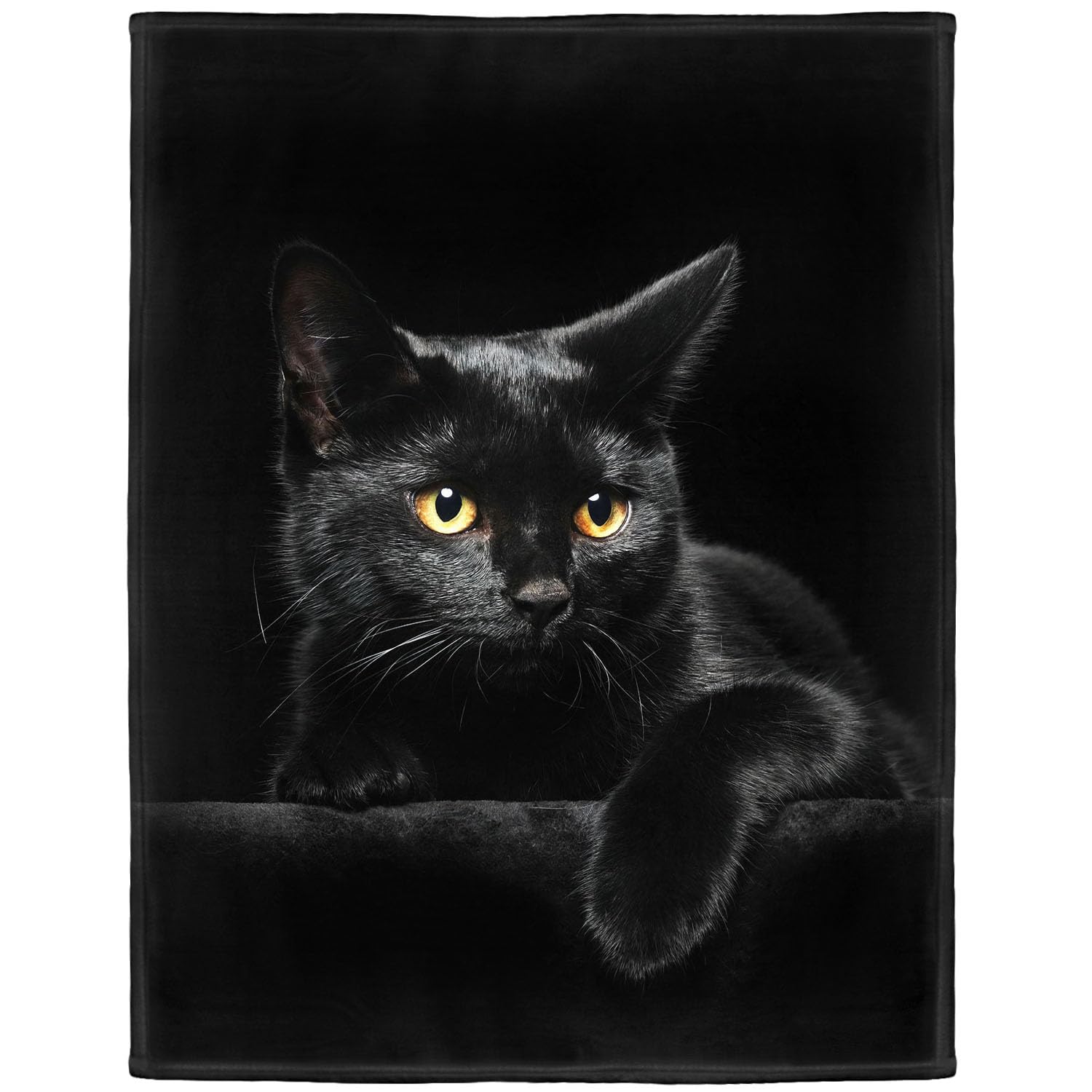 Hommomh 60'X80' Blanket Soft Fluffy Flannel Fleece Throw Black Cat