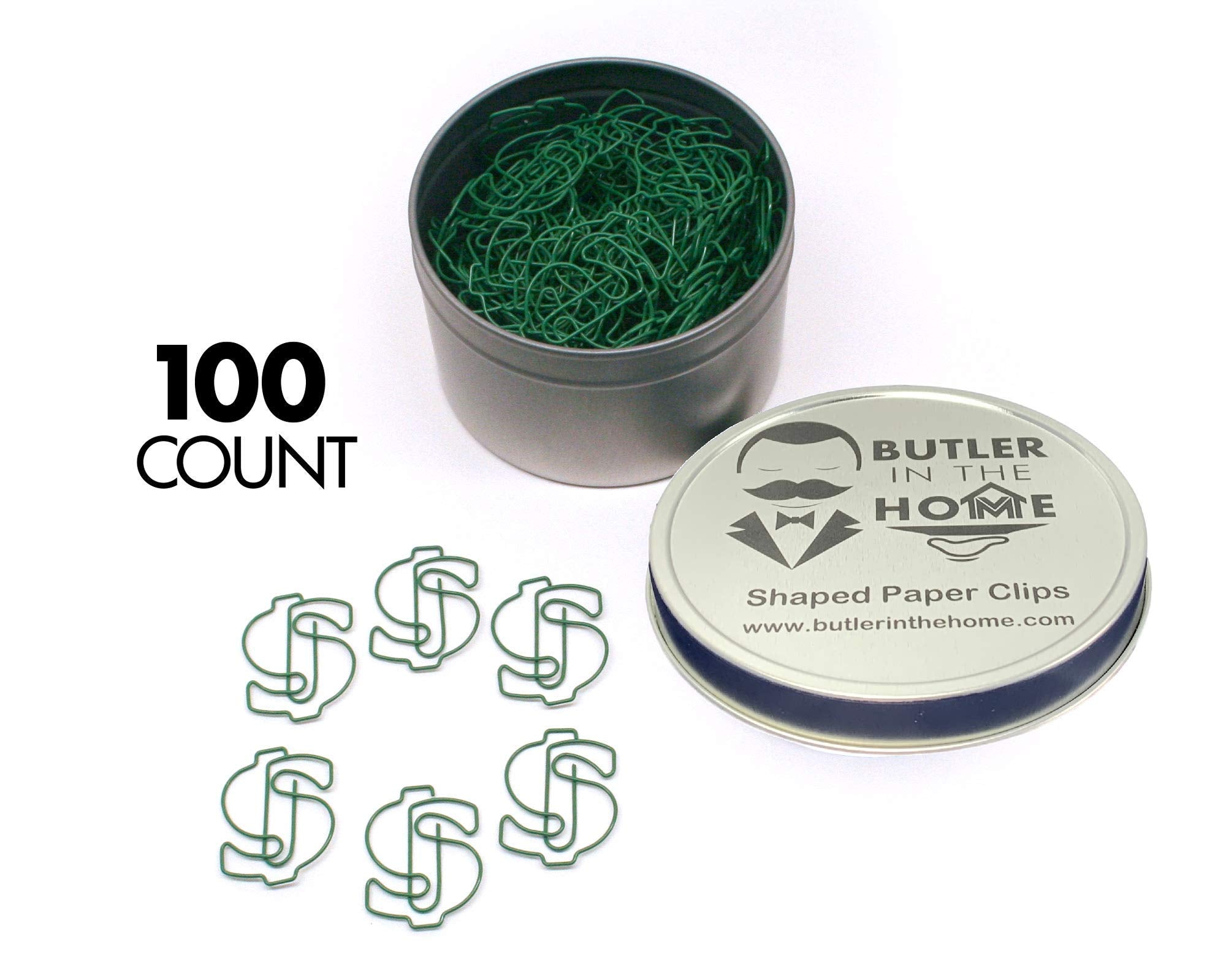 Butler In The Home Money Dollar Sign $ Shaped Paper Clips Great For Paper Clip Collectors Or Office Gift - Comes In Round Tin Wi