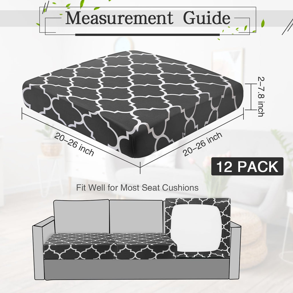 Newwiee 12 Pcs Patio Stretch Sofa Cushion Covers Outdoor Cushion Cover Replacement Couch Slipcover Sofa Seat Cover Flexibility Chair Cushion Cover Porch Patio Furniture Protector (Dark Gray,Plaid)