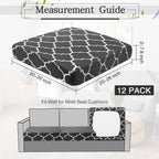 Newwiee 12 Pcs Patio Stretch Sofa Cushion Covers Outdoor Cushion Cover Replacement Couch Slipcover Sofa Seat Cover Flexibility Chair Cushion Cover Porch Patio Furniture Protector (Dark Gray,Plaid)