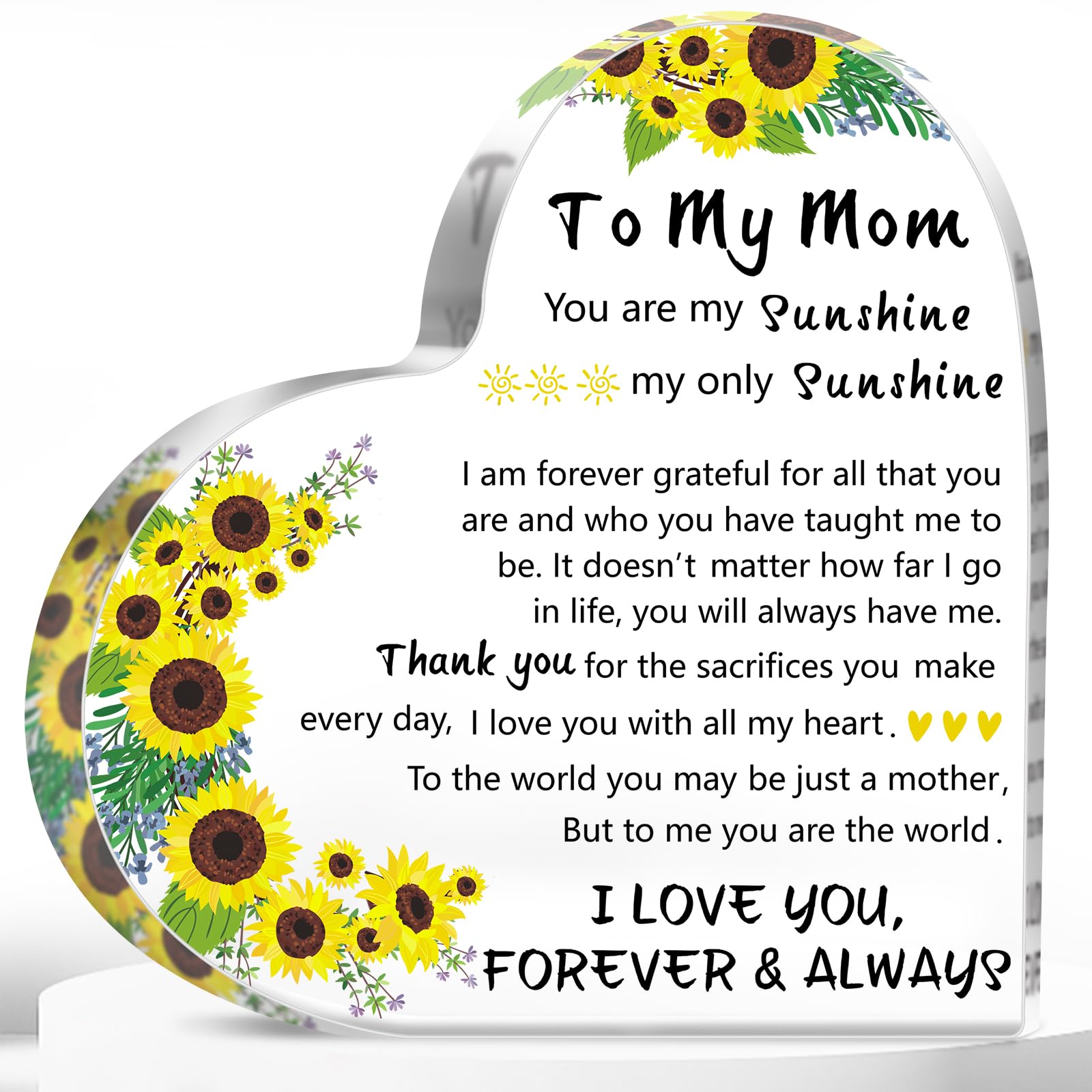 Mothers Day Mom Gifts for Mom from Daughter Son, 5.9  5.9 inch Delicate Heart Plaque, Birthday Sign Present Idea, First Mothers 