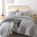 ROSGONIA California King Comforter Set Grey, 3pcs (1 Boho Cal King Comforter & 2 Pillowcases) All Season Lightweight Bedding Bla