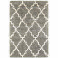 HomeRoots 507898 10 x 13 ft. Gray & Ivory Geometric Shag Power Loom Stain Resistant Rectangle Area Rug