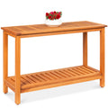 Best Choice Products 48In 2-Shelf Eucalyptus Wooden Console Table Indoor Outdoor Multifunctional Buffet Bar Storage Organizer W/Foot Sliders - Natural