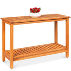 Best Choice Products 48In 2-Shelf Eucalyptus Wooden Console Table Indoor Outdoor Multifunctional Buffet Bar Storage Organizer W/Foot Sliders - Natural