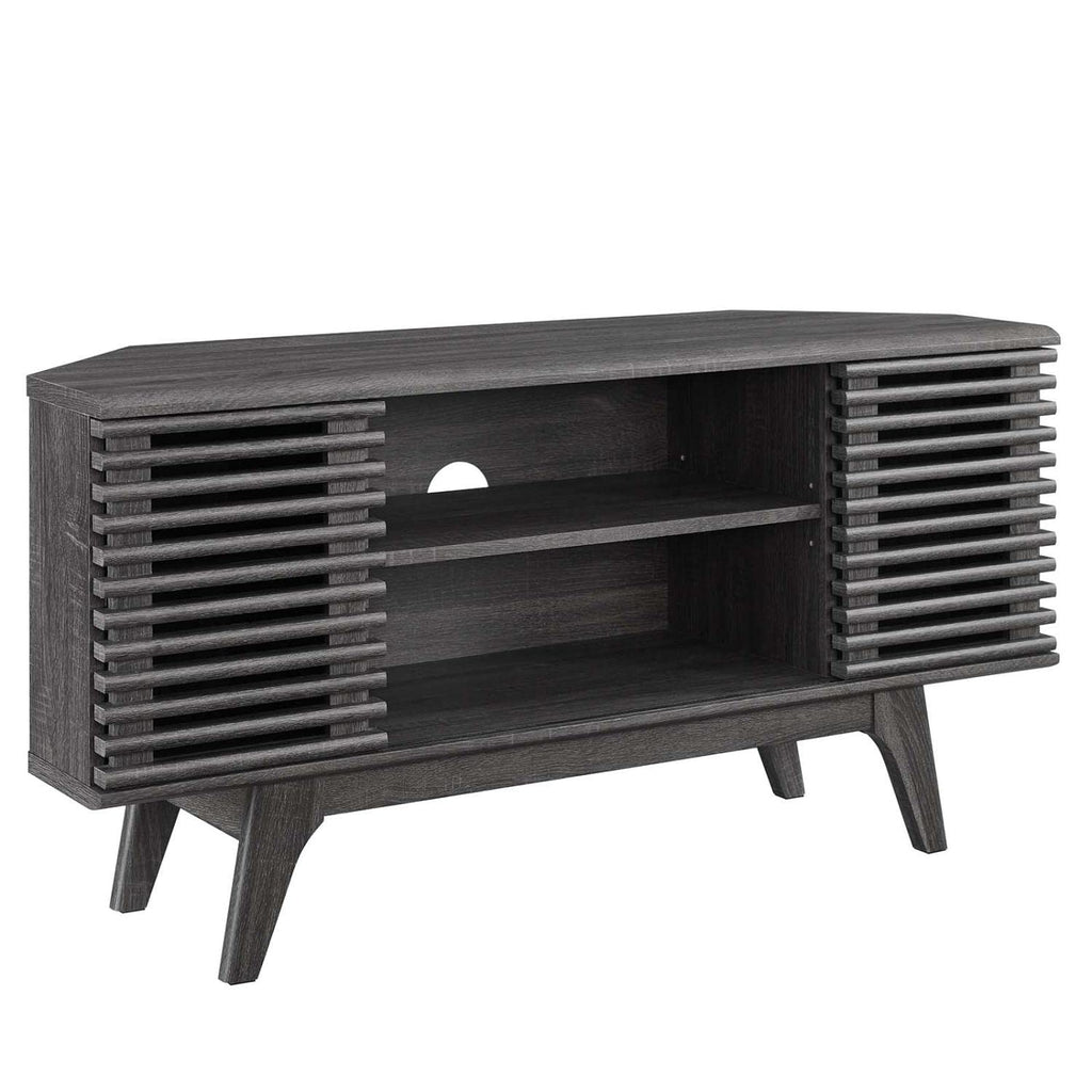 Modway Render Mid-Century Modern Low Profile 46&Quot; Corner Media Tv Stand In Charcoal