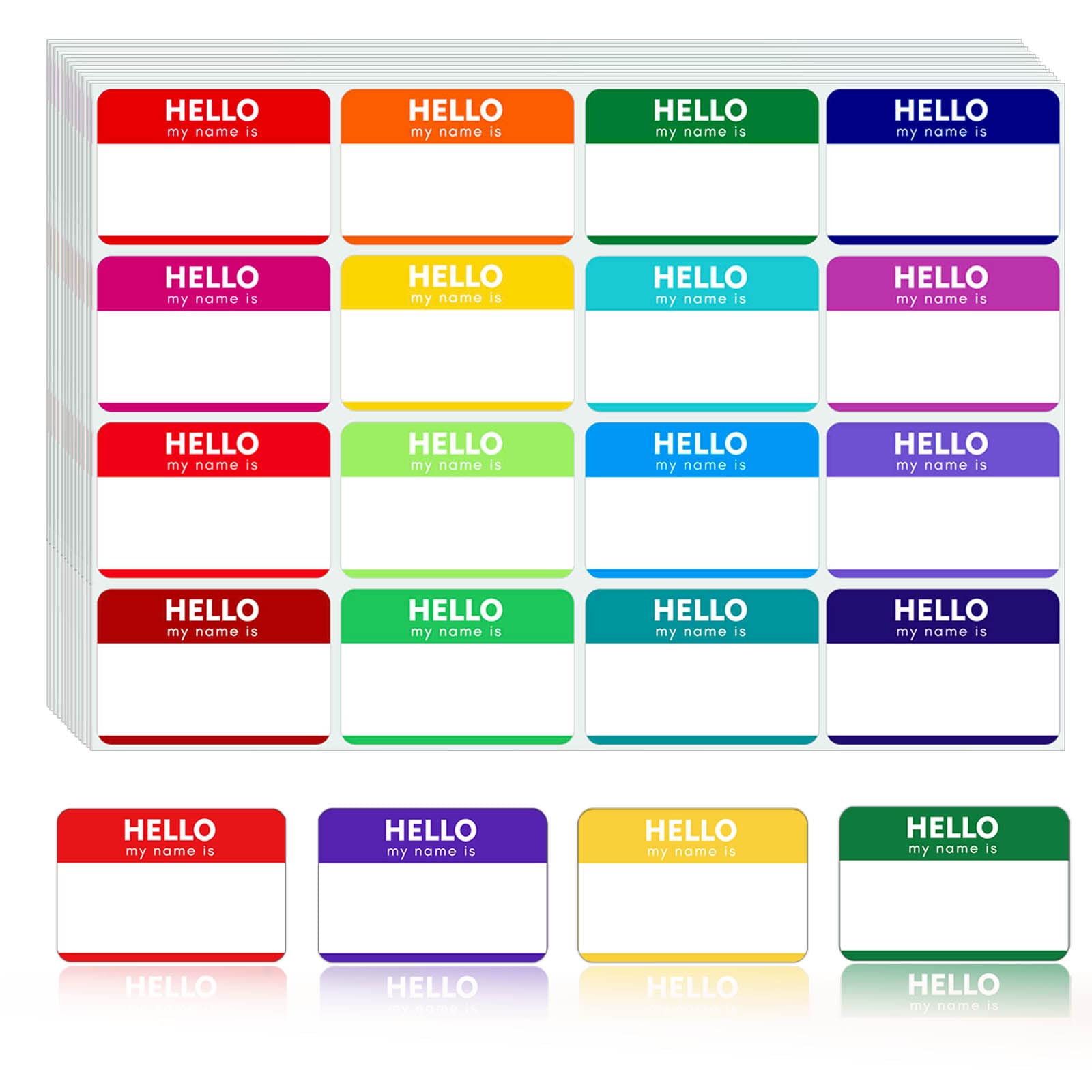 Zacool 480 Pcs Name Tag Stickers (3'X 2') Identification Badges,Peel And Stickers'Hello My Name Is' Name Tags Stickers Color