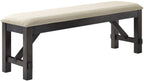 Crosley Furniture Hayden 4-Piece Modern Farmhouse Dining Table Set for 5 with 2 Slat Back Chairs and a Bench, Slate