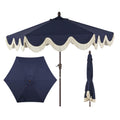 JONATHAN Y UMB1001D Collins 9 ft. Classic Cottage Tassel Market Patio Umbrella with Auto-Tilt, Crank, Wind Vent and UV Protectio