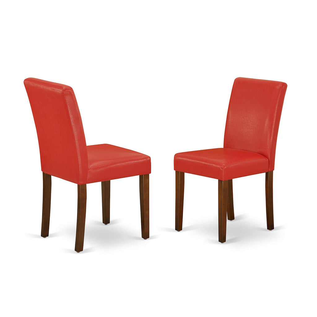 East West Furniture 1NDAB3-MAH-72 3 Piece Set Contains a Rectangle Dining Room Table with Dropleaf and 2 FireBrick Red Faux Leather Upholstered Chairs, 30x48 Inch