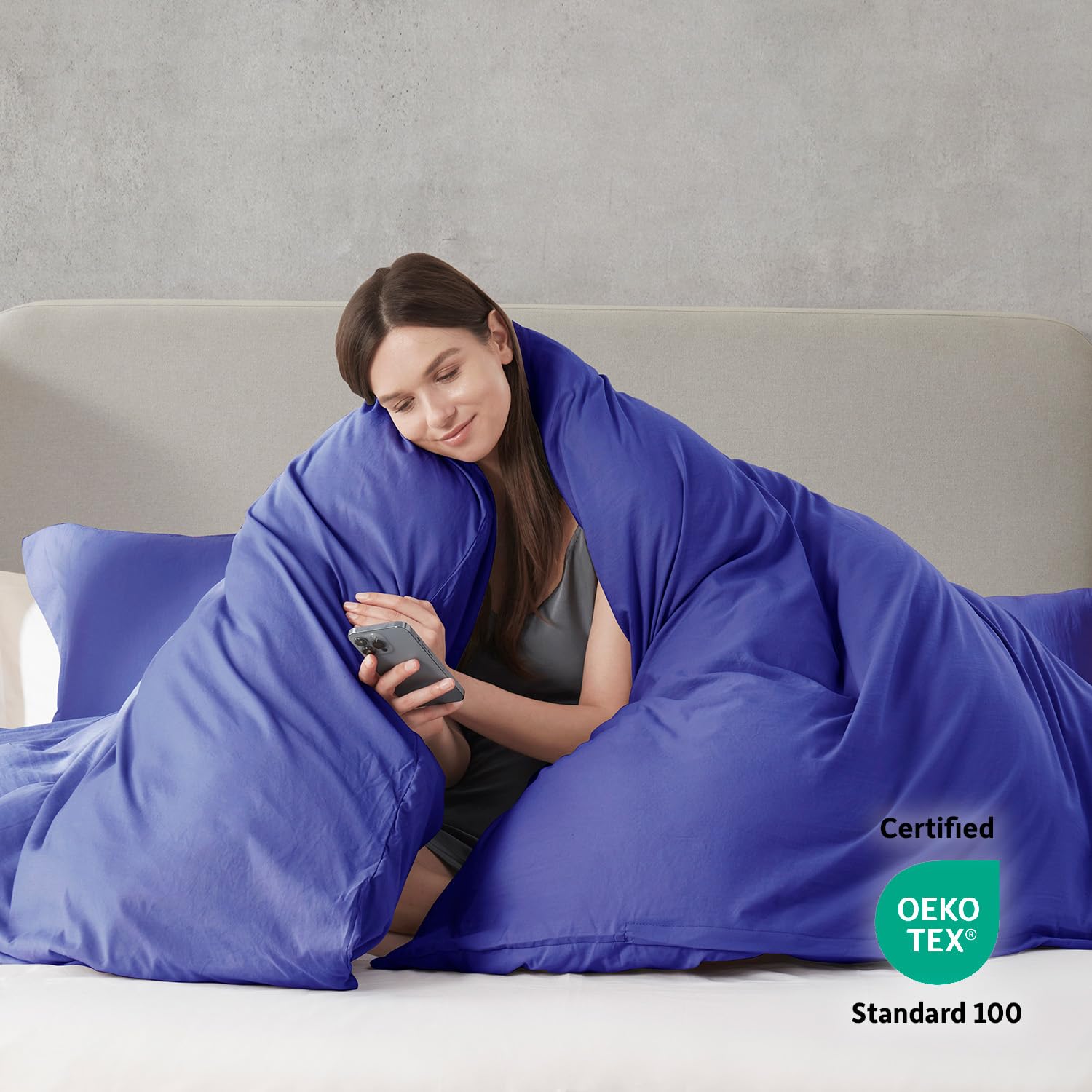 Nestl Royal Blue Duvet Cover Full Size - Soft Prewashed Full Size Duvet Cover Set, 3 Piece, With Zipper Closure, 1 Duvet Cover 80X90 Inches And 2 Pillow Shams - No Comforter