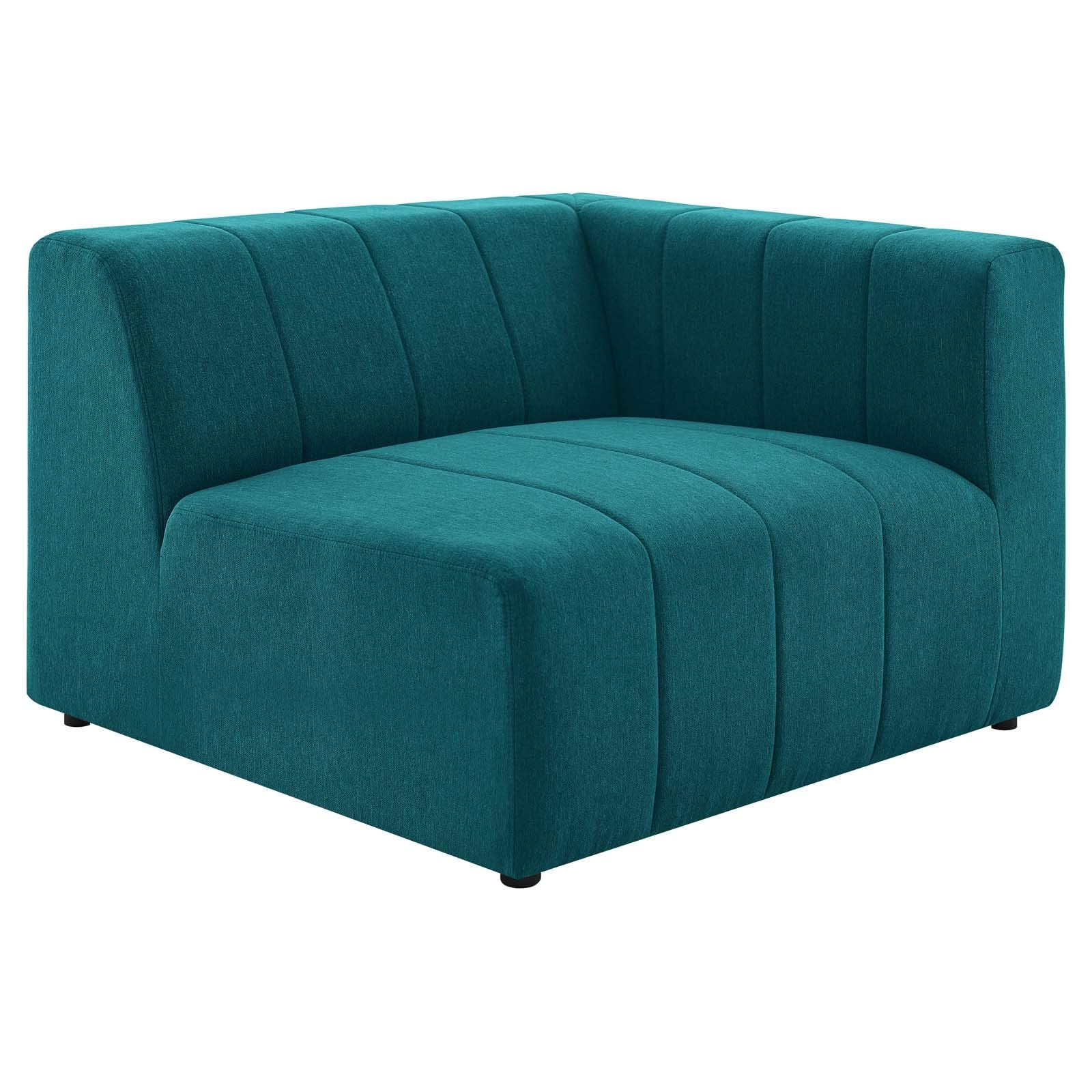 Modway Bartlett Channel Tufted Upholstered Sectional Sofa, 2-Piece Set, Teal