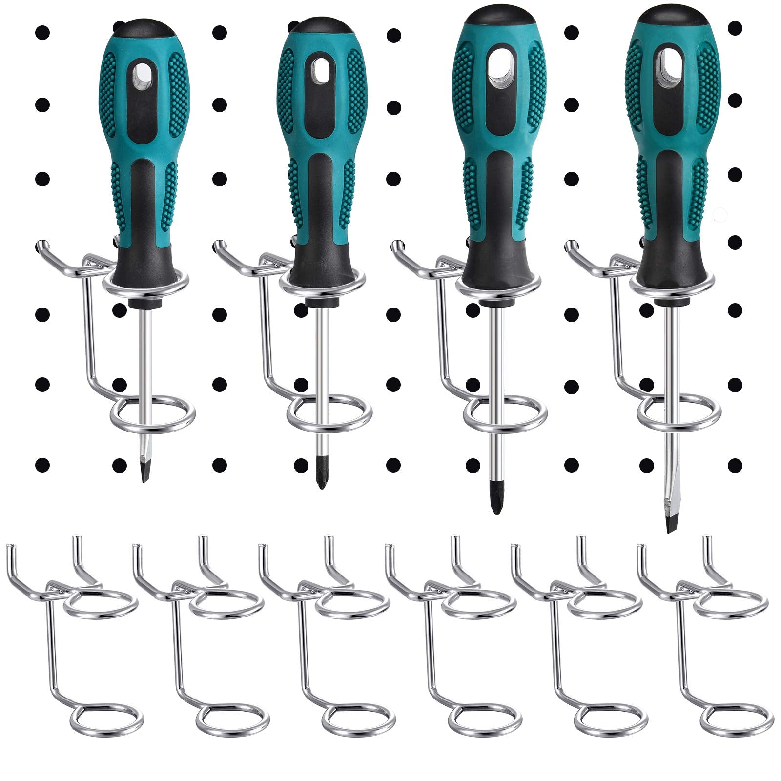 12 Pieces Screwdriver Organizer Tool Holders Multi-Tool Holder Double-Ring Tool Holders Pegboard Accessories Household Tools Org