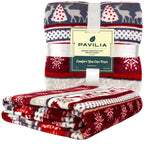 Pavilia Christmas Throw Blanket | Holiday Christmas Reindeer Snowflakes Fleece Blanket | Soft, Plush, Warm Winter Cabin Throw, 5