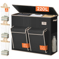 SOLEDI 220L Laundry Hamper 3 Section with Lid and 2 Side Pockets