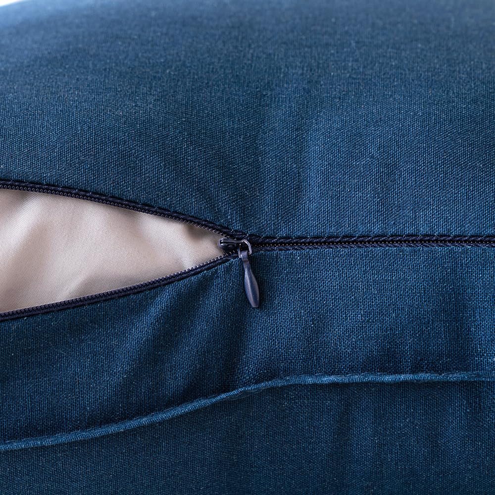 Miulee Pack Of 2 Navy Blue Pillow Covers 20X20 Inch Decorative Couch Throw Pillow Covers Linen Cushion Covers Set Modern Farmhouse Home Decor For Sofa Living Room Bed