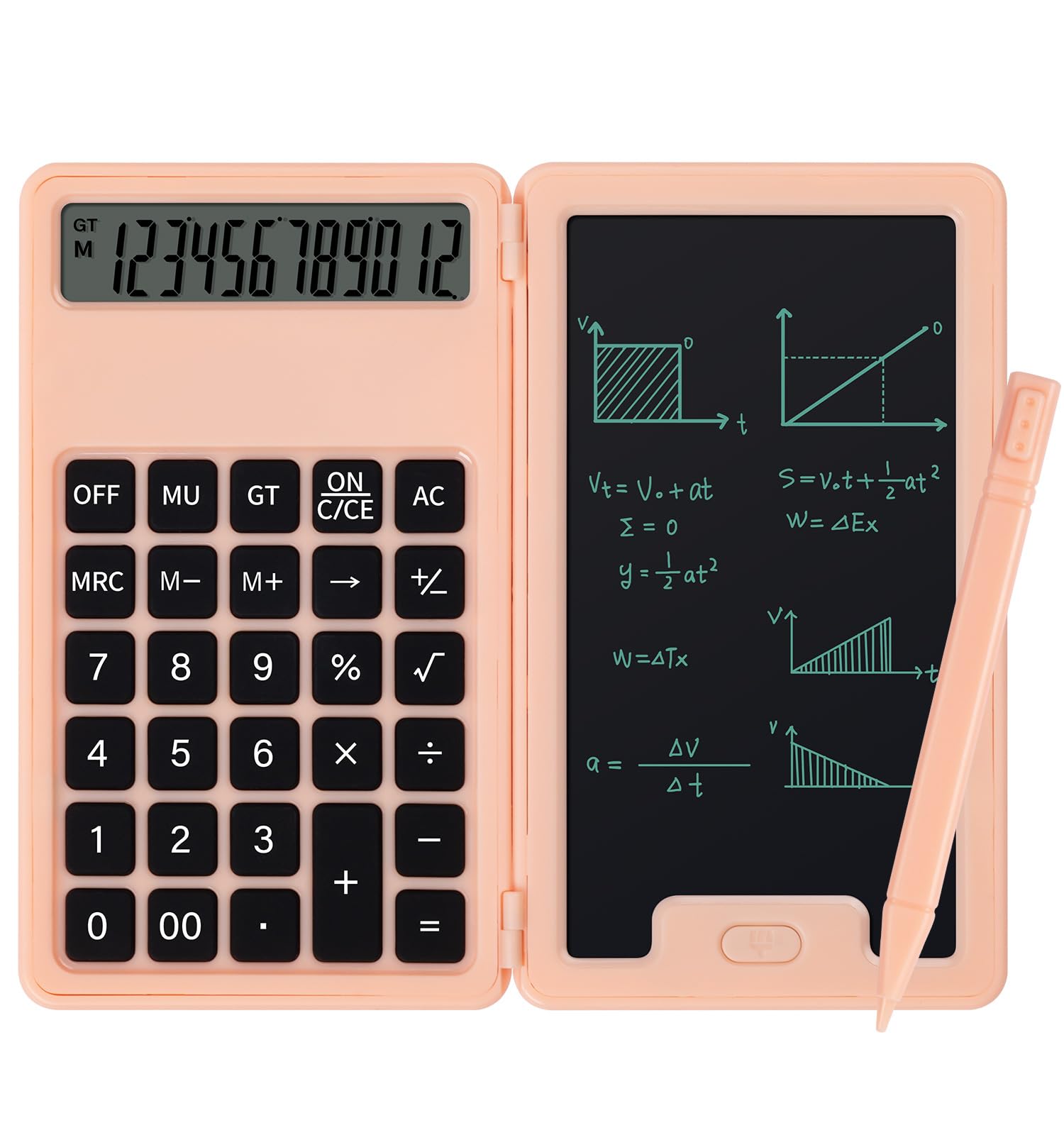 Desk Portable Basic Calculator With Notepad And Stylus, 12 Digit Large Display Multi-Function For Office, School, Home & Basic F