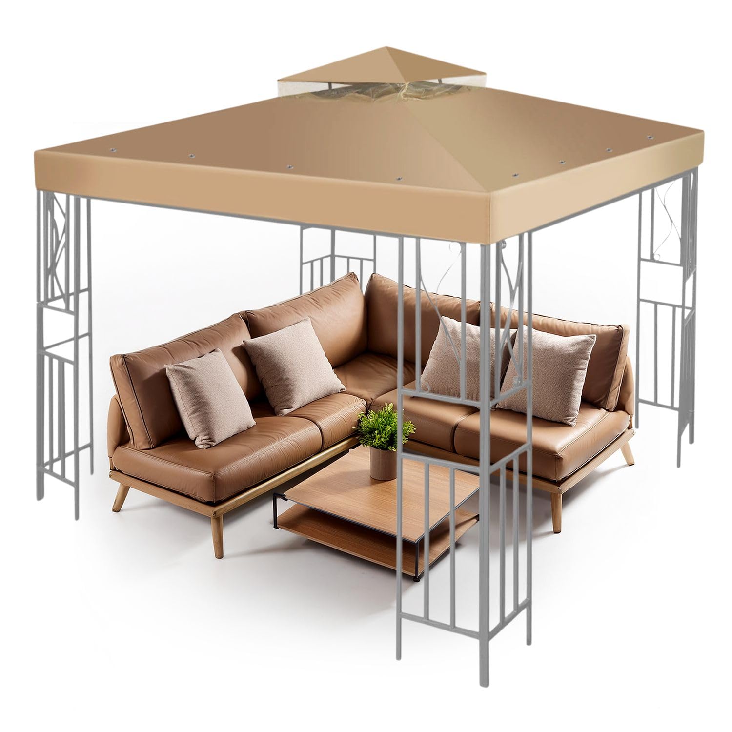 Flexzion Gazebo Covers Replacement 10X10 Feet - Canopy Replacement Top For Double Canopy Tent Dual Tier Pop Up Gazebo Tent Netti
