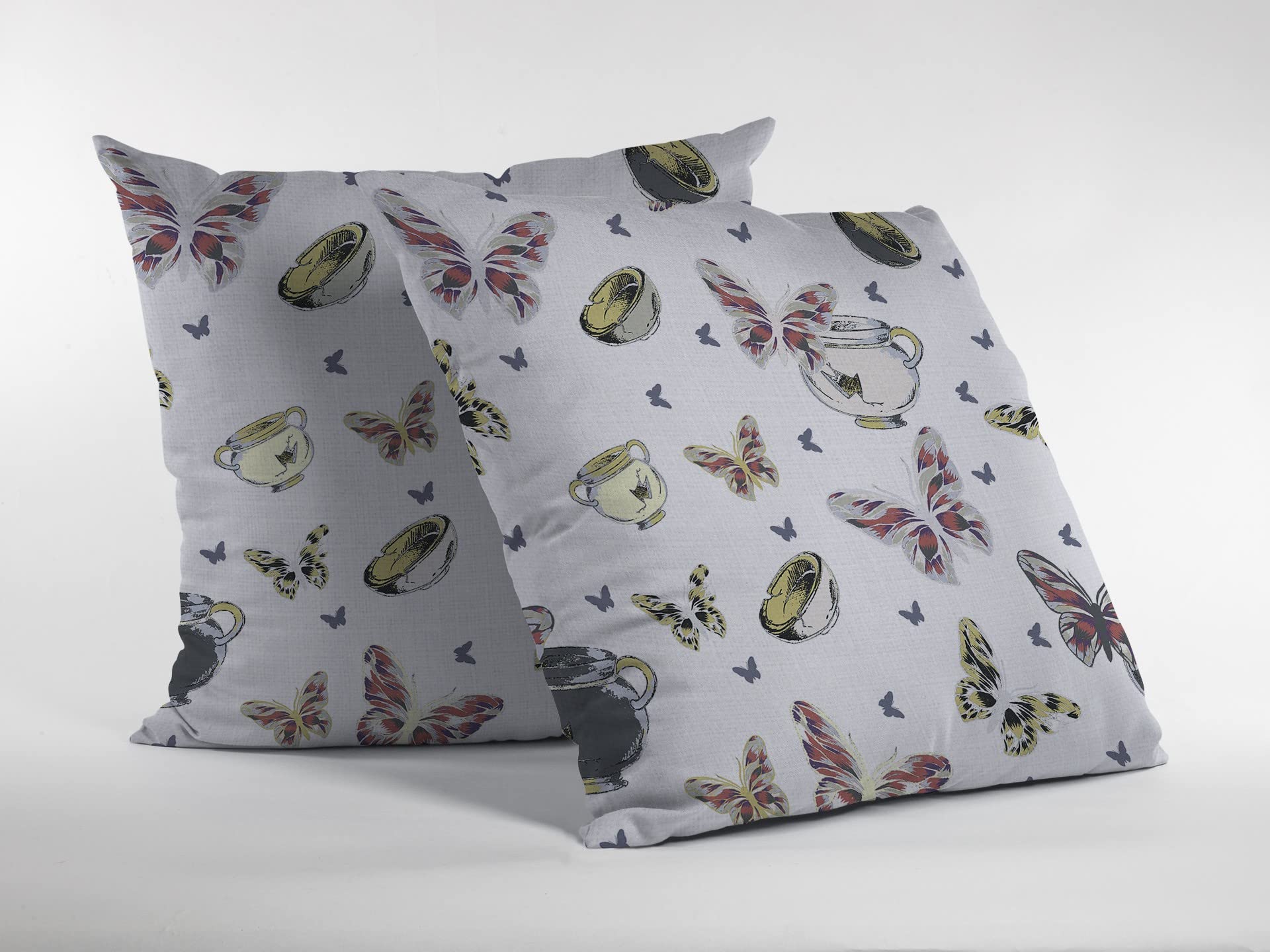 HomeRoots White Butterflies Decorative Suede Throw Pillow