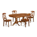 East West Furniture PLNA5-SBR-W 5 Piece Dining Set Includes an Oval Dining Room Table with Butterfly Leaf and 4 Wood Seat Chairs, 42x78 Inch, Saddle Brown