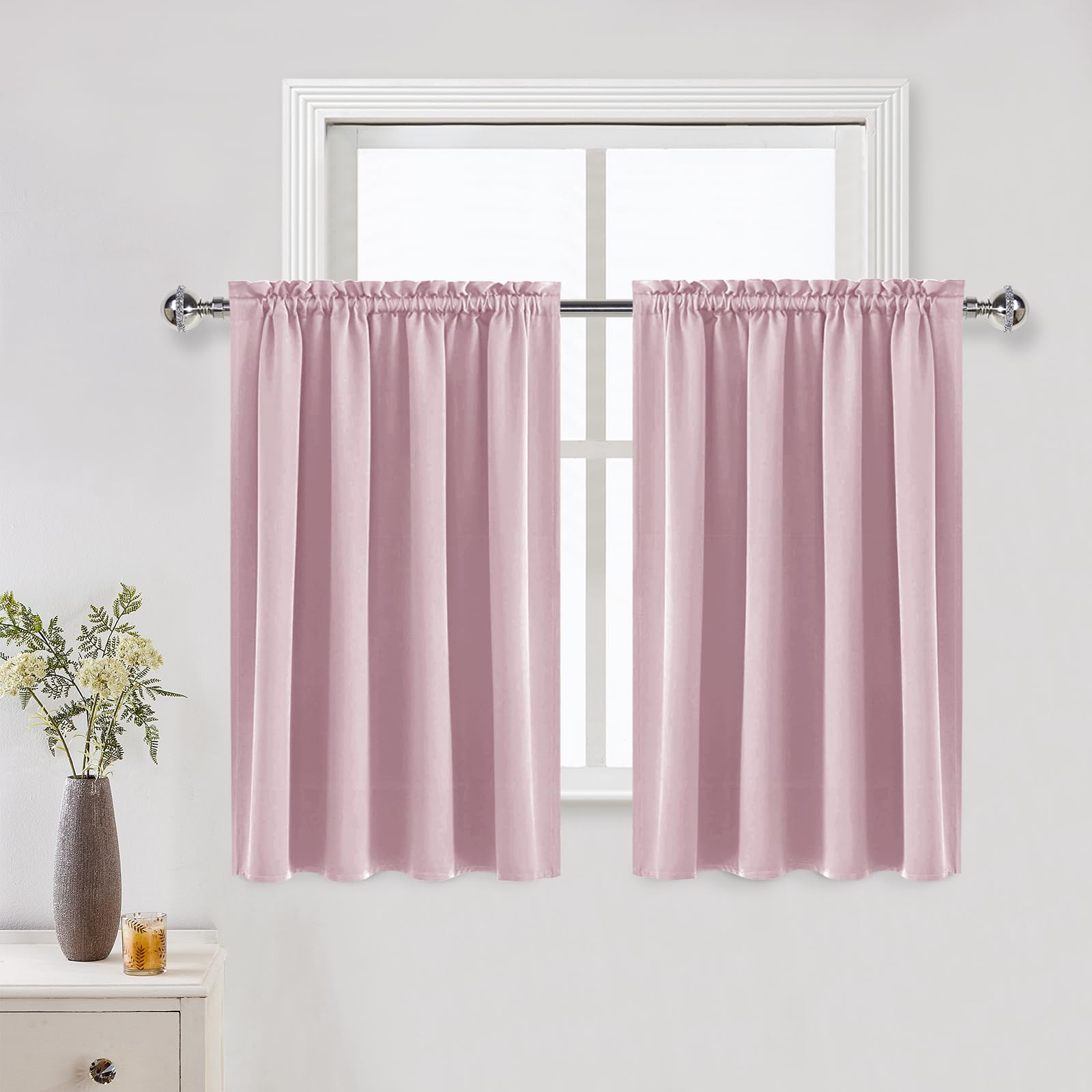 Dwcn Blackout Curtains For Living Room Thermal Insulated, Energy Saving & Noise Reducing Bedroom Curtains, Blush Pink, W 52X L 3