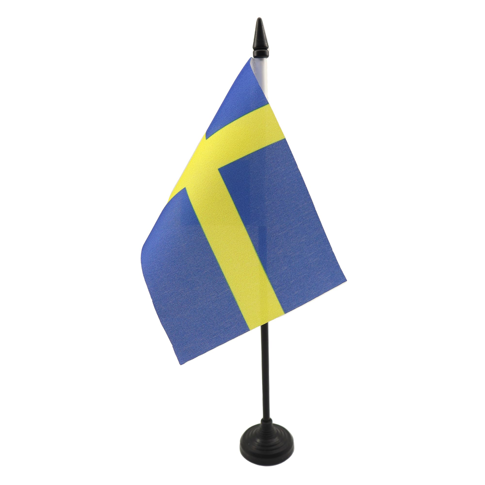 Sweden Table Flag 4' X 6' - Swedish Desk Flag 15 X 10 Cm - Black Plastic Stick And Base - Az Flag