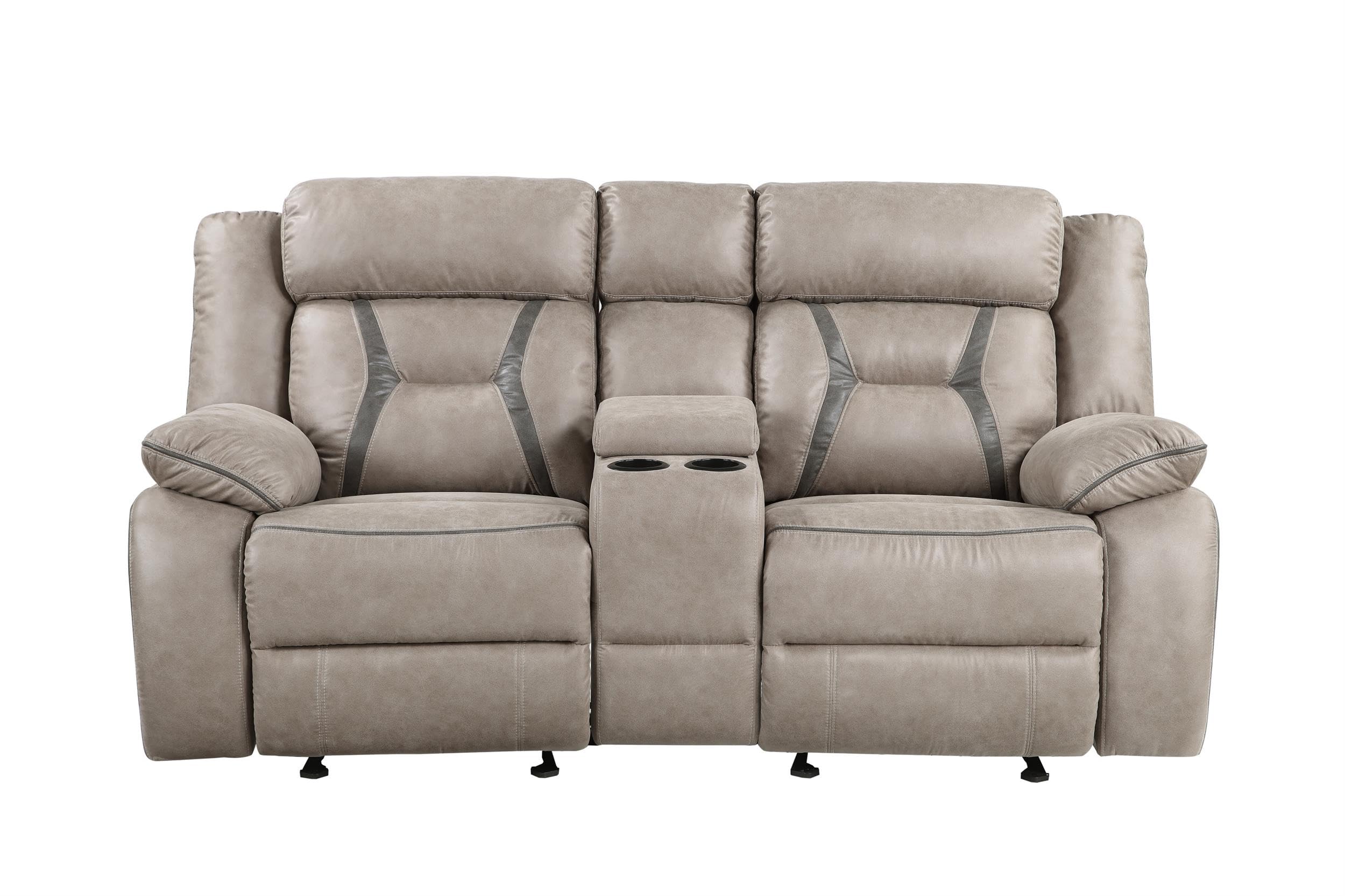 Steve Silver Tyson Grey Manual Reclining Loveseat with Console