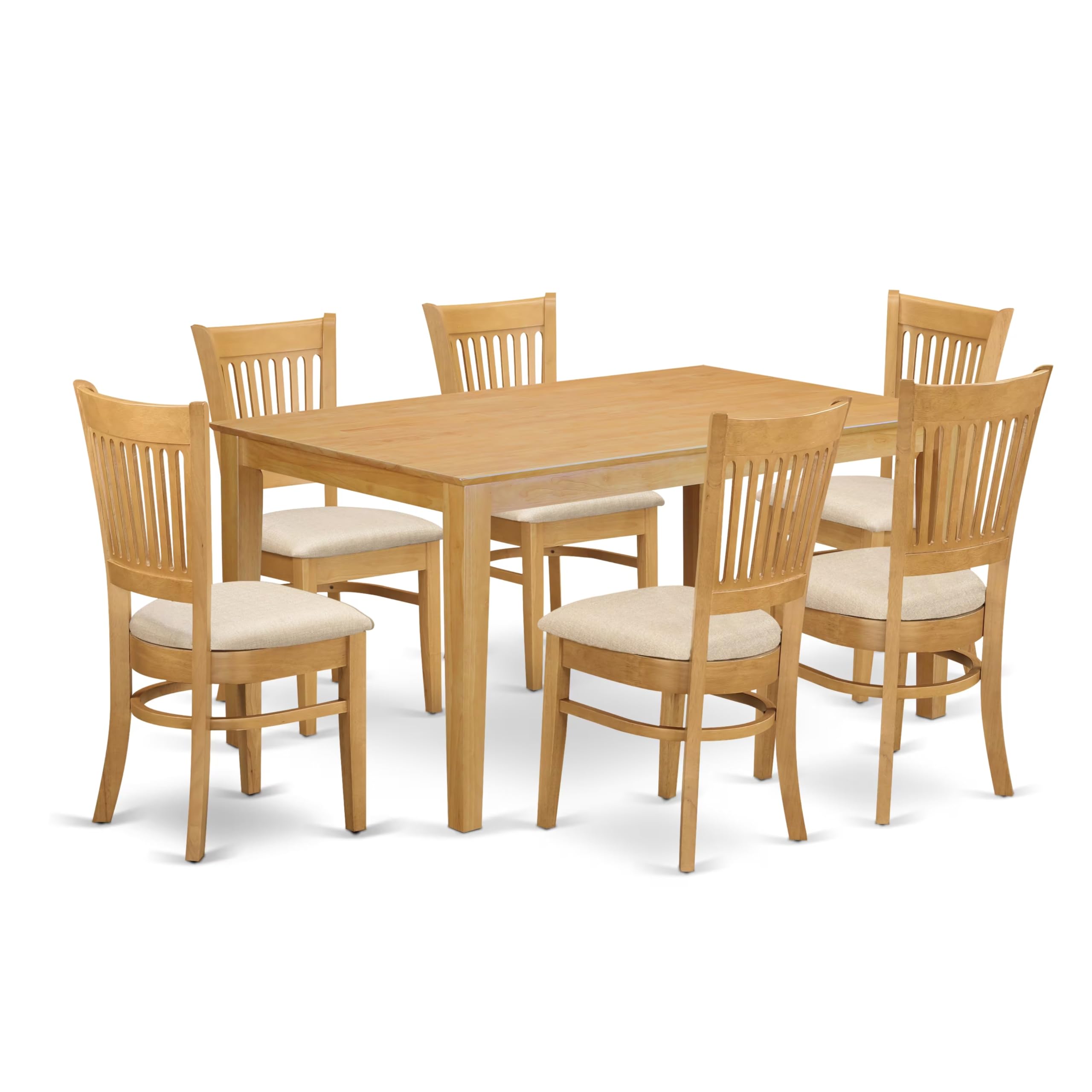 East West Furniture CAVA7-OAK-C 7 Piece Dining Table Set Consist of a Rectangle Wooden Table and 6 Linen Fabric Dining Room Chairs, 36x60 Inch, Oak