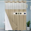 EUTXL Beige No Hook Shower Curtain with Snap in Liner,230GSM Waffle Weave Shower Curtains for Bathroom,71W x 74H