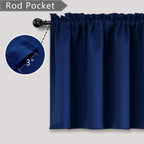 Mrs.Naturall Valance For Kitchen Window,Navy Blue,36 X 16 Inch Length