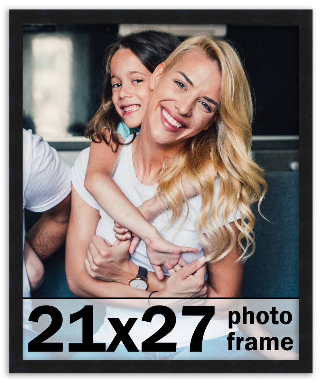 21x27 Frame Black Picture Frame - Complete Modern Photo Frame Includes UV Acrylic Shatter Guard Front, Acid Free Foam Backing Bo