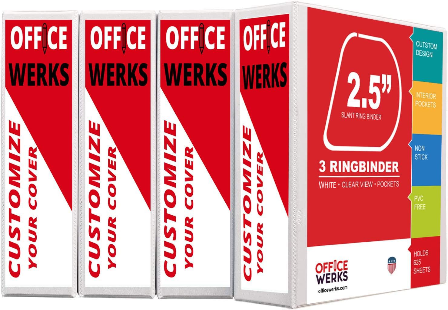 Performore 3 Ring Binder, Professional Angle D Ring 2.5 Inch, Presentation Folder For Standard Pages 8.5 X 11 With Pockets, Crys