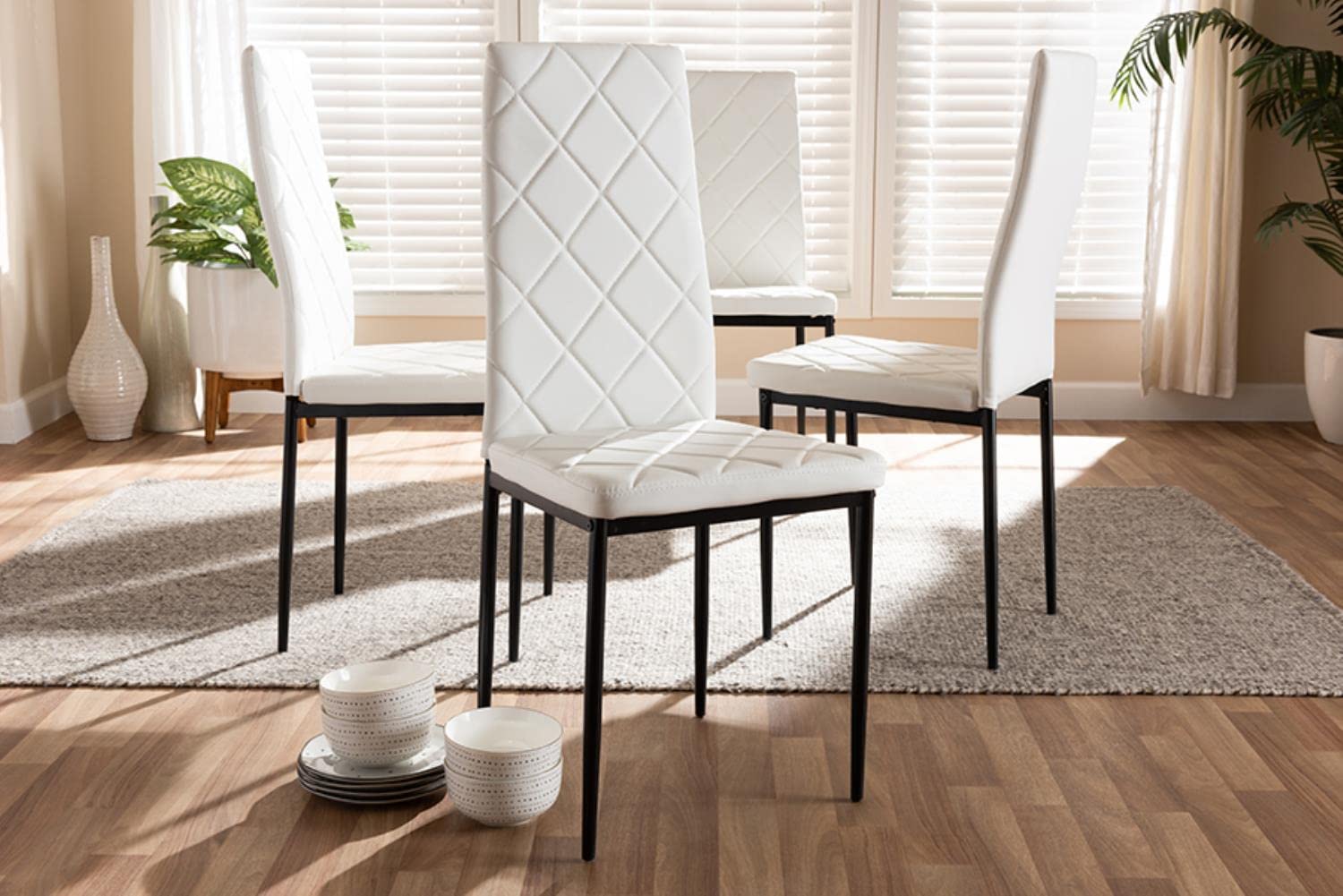 Baxton Studio Blaise Modern and Contemporary White Faux Leather Upholstered Dining Chair