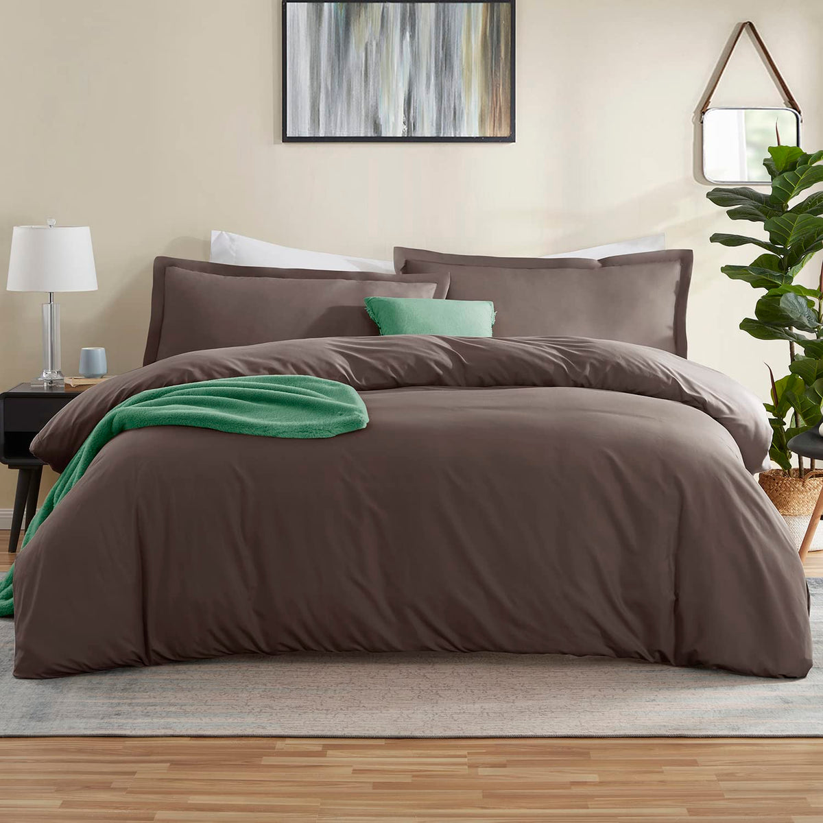 Nestl Chocolate Brown Duvet Cover King Size - Soft King Duvet Cover Set, 3 Piece Double Brushed King Duvet Covers With Button Cl