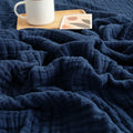 Emme Cotton Throw Blanket For Couch Soft Muslin Blankets 50'X60' Lightweight Breathable Blanket All Season Gauze Blanket, Navy