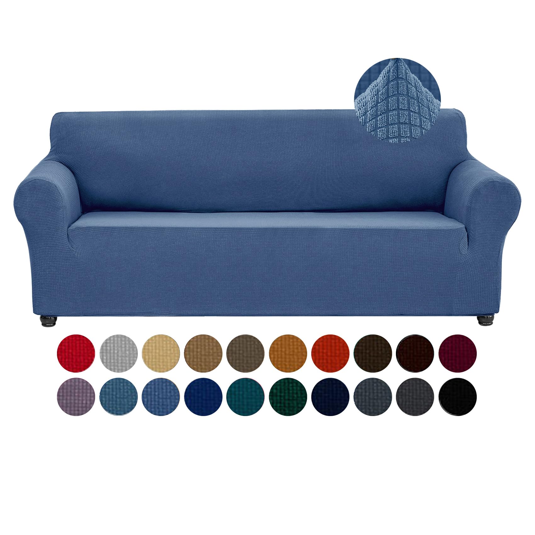 Joccun Stretch Couch Cover Slipcovers, 1-Piece Sofa Covers for 3 Cushion Couch Spandex Jacquard Washable Furniture Protector Cov
