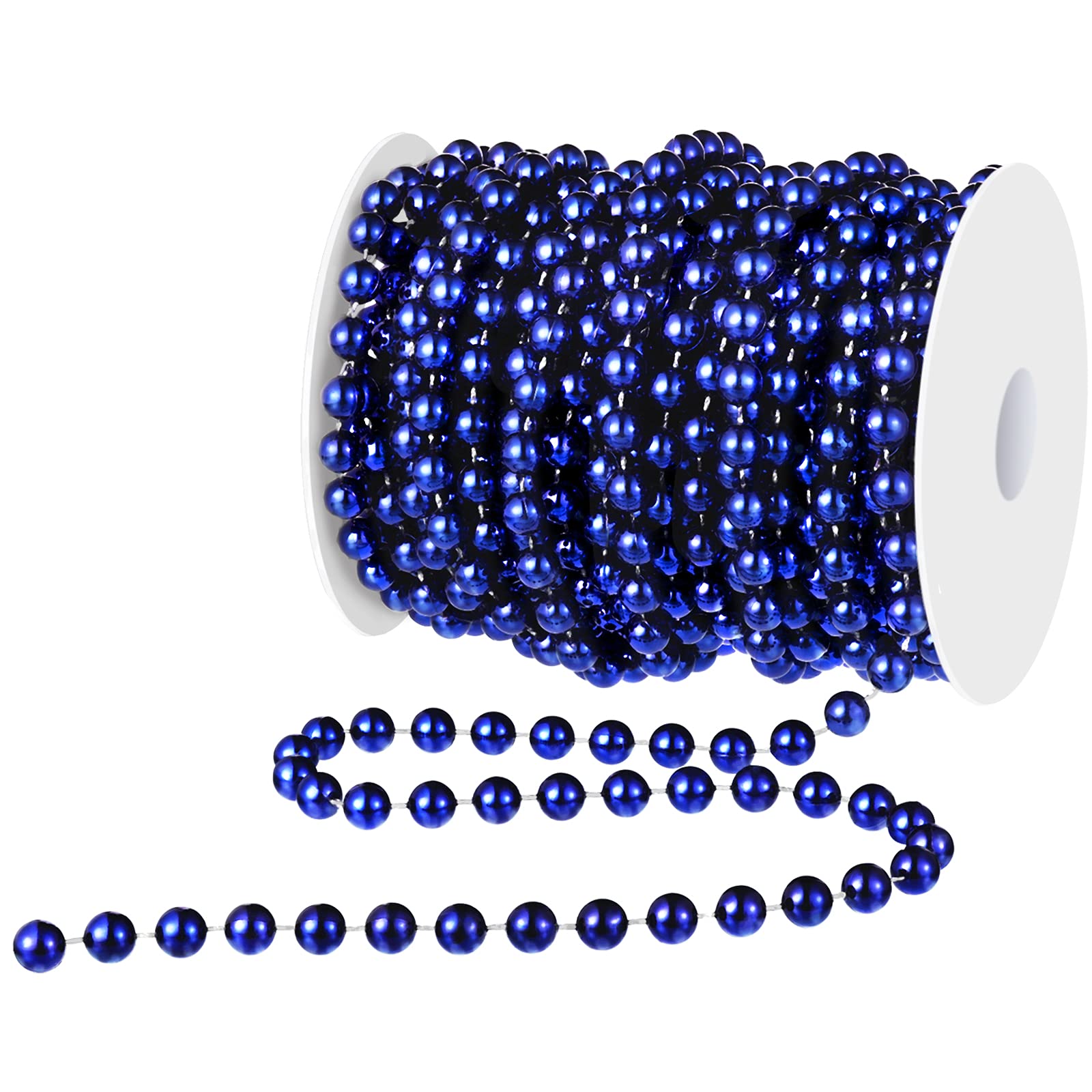 WILLBOND 50ft Christmas Tree Beads Artificial Pearls Beads Garland Plastic Beads Roll for Christmas Tree Wedding DIY Decoration 