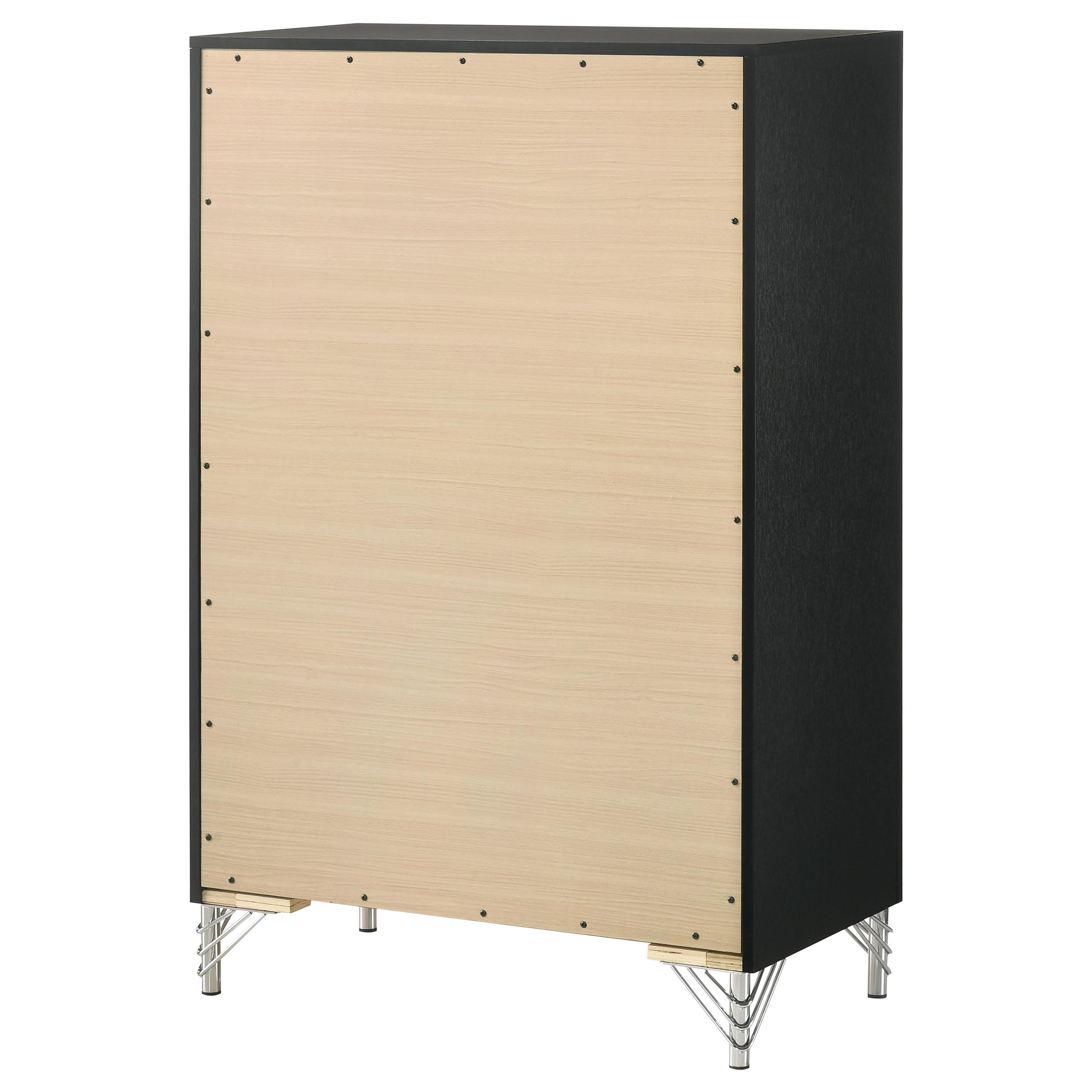 Coaster Home Furnishings Lucia Modern Classic Wood 5-Drawer Bedroom Chest of Drawers Chiffonier Clothing Storage Cabinet Bedroom Armoire Tall Dresser Organizer Unit Black 224995