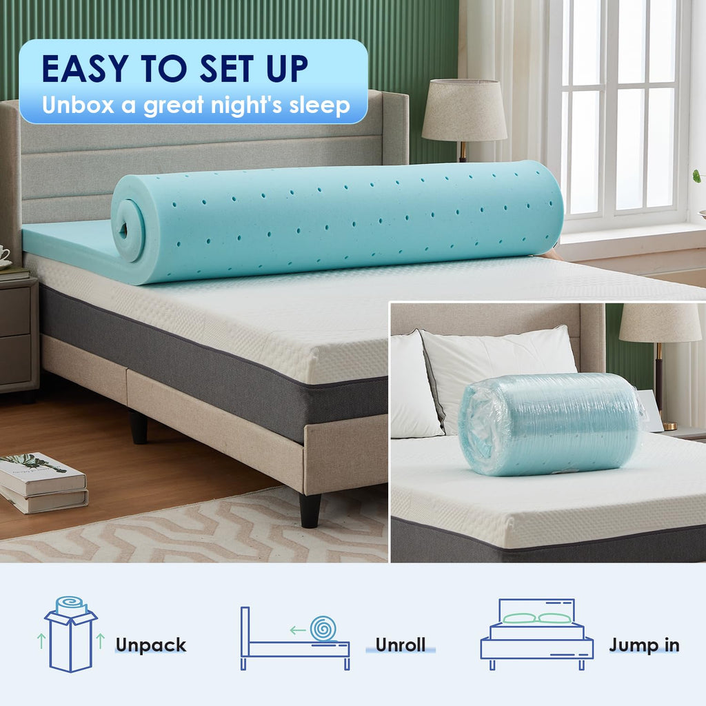 Paylesshere 2 Inch Gel Memory Foam Mattress Topper/Gel Infused Mattress Topper/Certipur-Us Certified/Easy To Clean, (Twin)