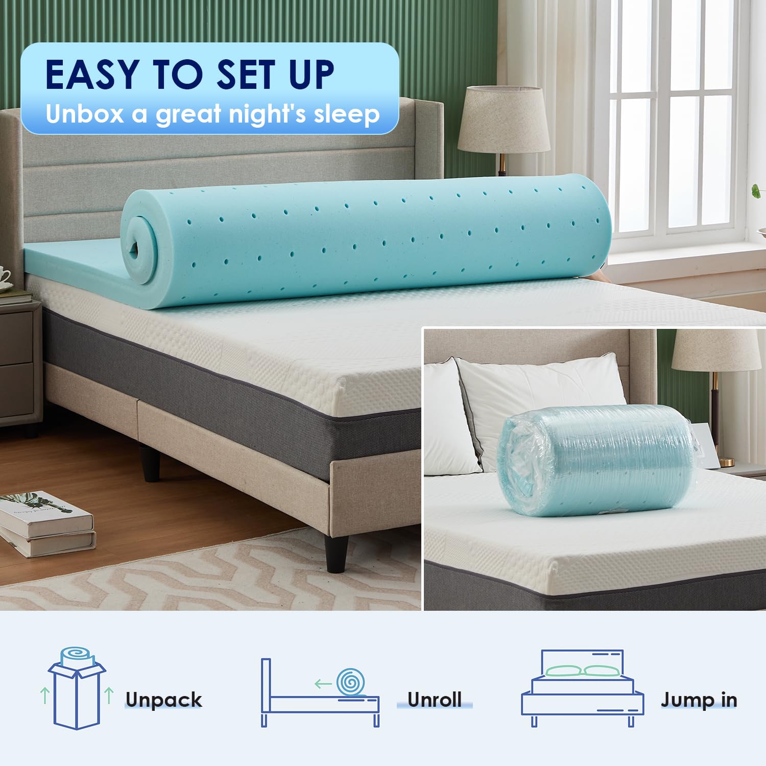 Paylesshere 2 Inch Gel Memory Foam Mattress Topper/Gel Infused Mattress Topper/Certipur-Us Certified/Easy To Clean, (Twin)