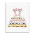 Stupell Industries Pink Gold Heels Bookstack Glam Fashion, Design by Amanda Greenwood White Framed Wall Art, 11 x 14 (aa-523_wfr