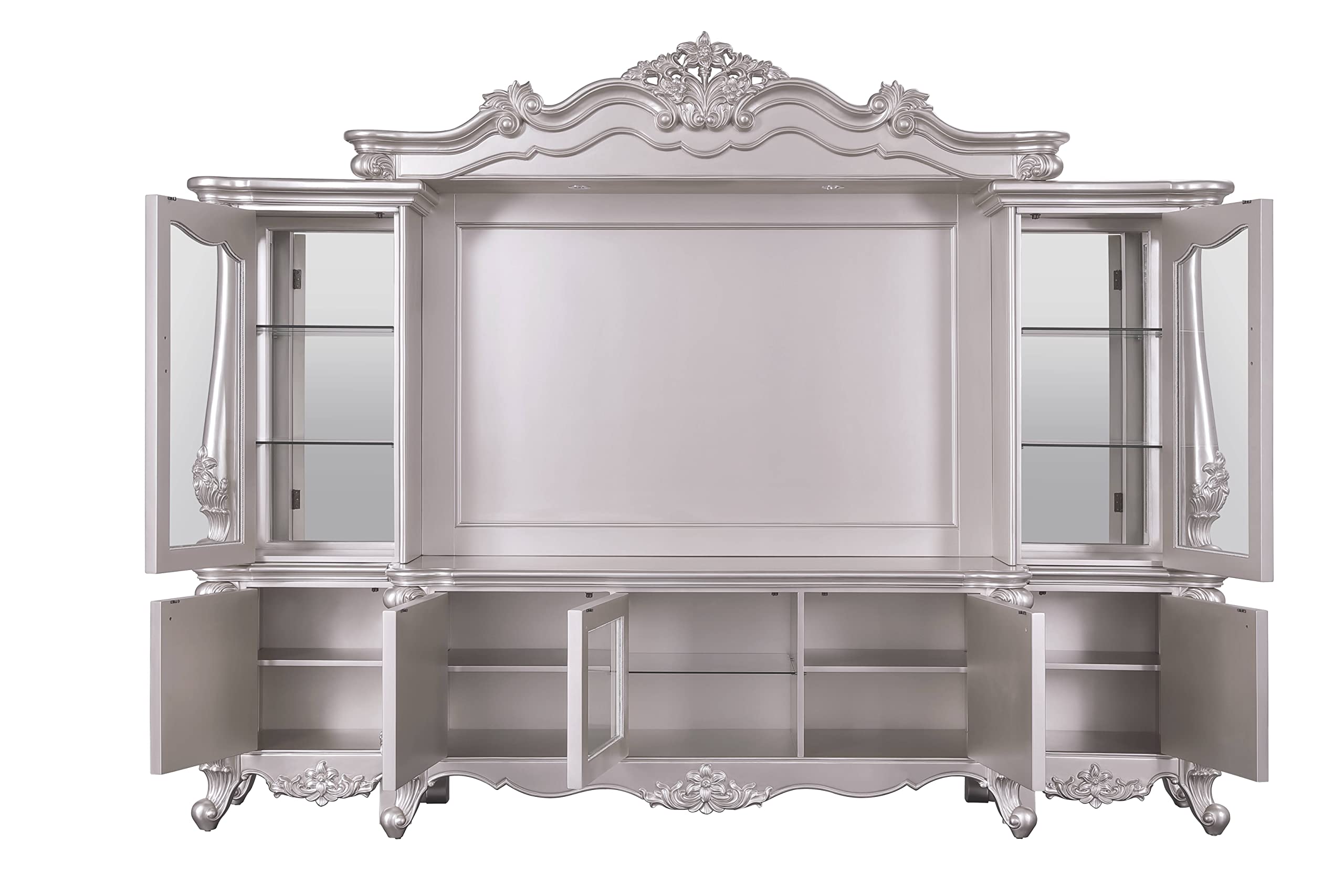 Acme Bently Wooden Entertainment Center with Glass Doors in Champagne Silver