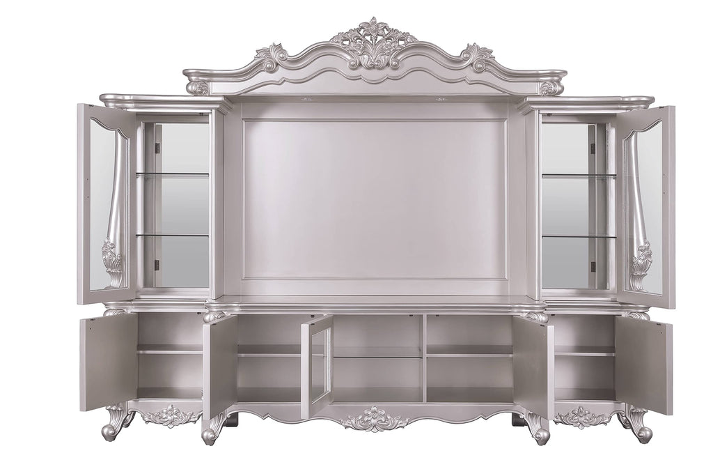 Acme Bently Wooden Entertainment Center with Glass Doors in Champagne Silver