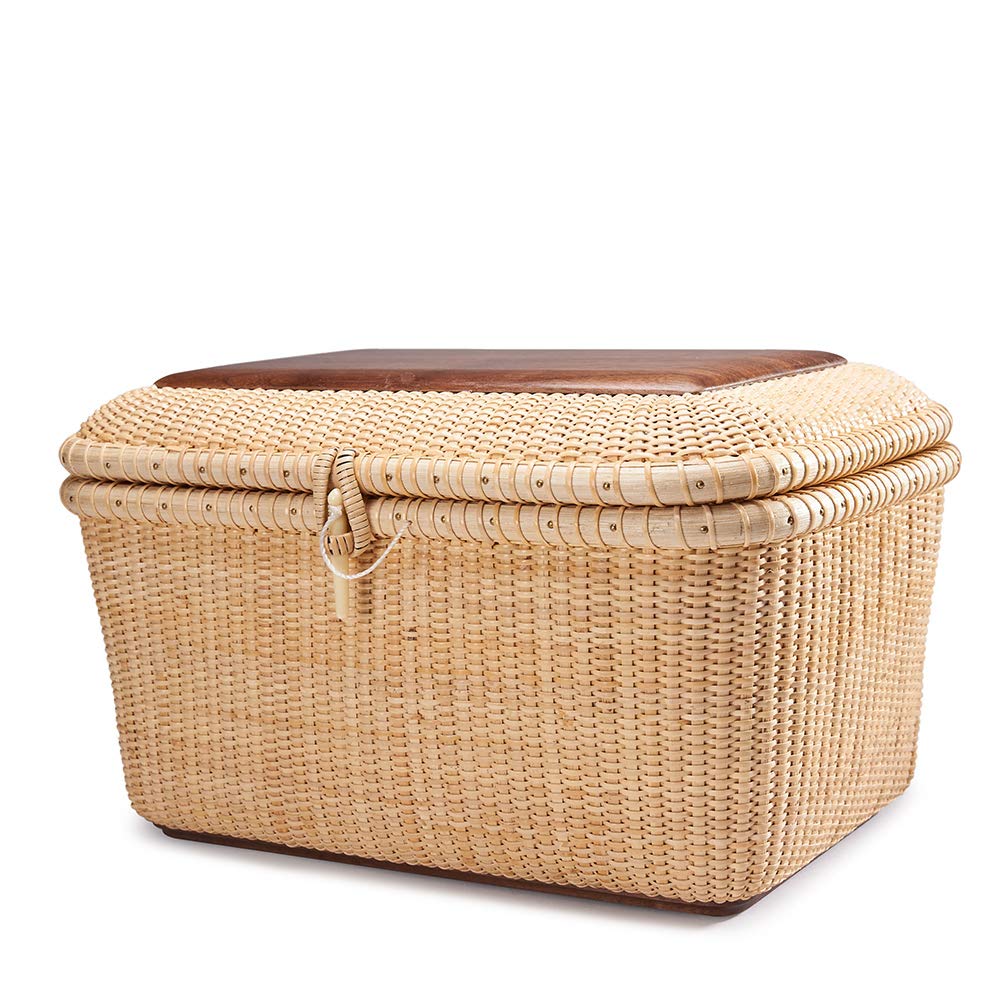 Teng Tian Nantucket baskets, Rectangular Handwoven rattan Storage Basket Set with Lid for Shelves and Home Boxes for Organizer (