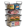 Wrrlors 4 Pack Freezer Organizers Bins,Black Stackable Food Baskets